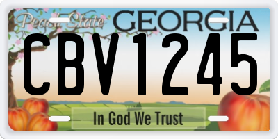 GA license plate CBV1245