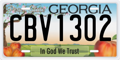 GA license plate CBV1302
