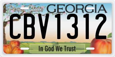 GA license plate CBV1312