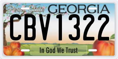 GA license plate CBV1322