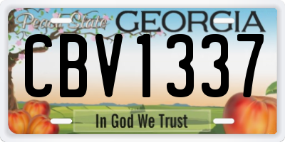 GA license plate CBV1337