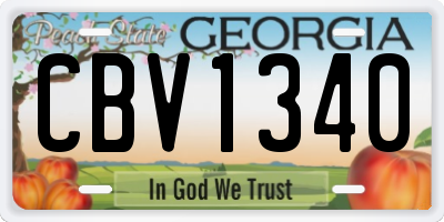 GA license plate CBV1340