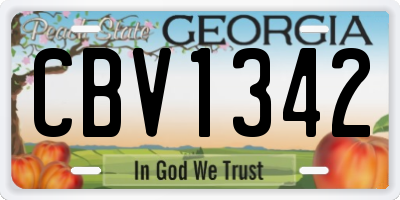 GA license plate CBV1342