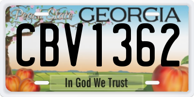 GA license plate CBV1362