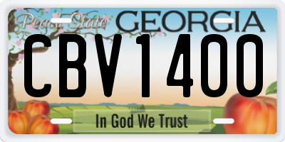 GA license plate CBV1400