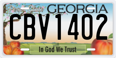 GA license plate CBV1402