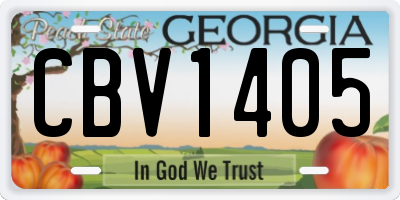 GA license plate CBV1405