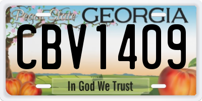 GA license plate CBV1409