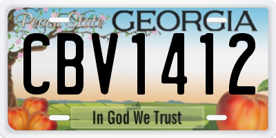 GA license plate CBV1412