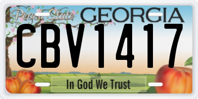 GA license plate CBV1417