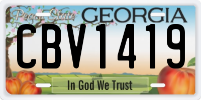 GA license plate CBV1419