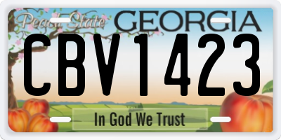 GA license plate CBV1423