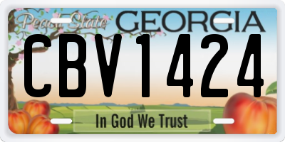 GA license plate CBV1424