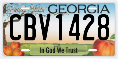 GA license plate CBV1428