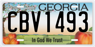 GA license plate CBV1493
