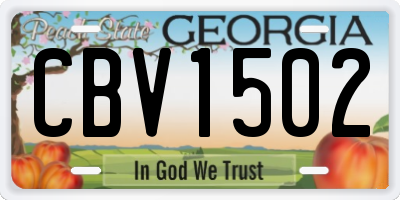 GA license plate CBV1502