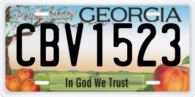 GA license plate CBV1523