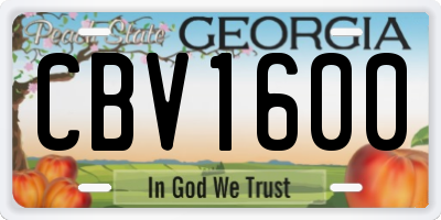 GA license plate CBV1600