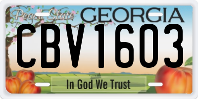 GA license plate CBV1603