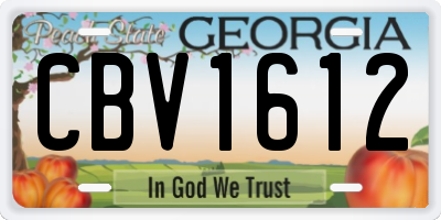 GA license plate CBV1612