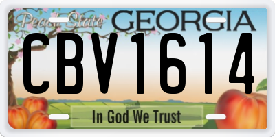 GA license plate CBV1614