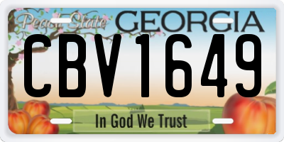 GA license plate CBV1649