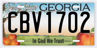 GA license plate CBV1702