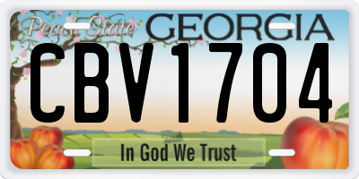 GA license plate CBV1704