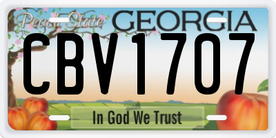 GA license plate CBV1707
