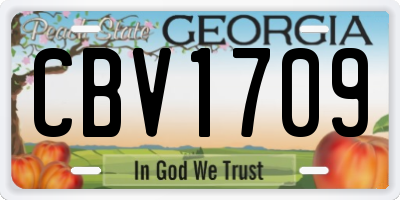 GA license plate CBV1709