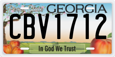 GA license plate CBV1712