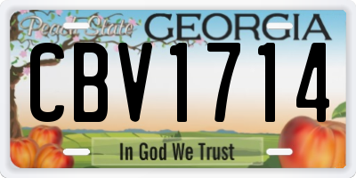 GA license plate CBV1714