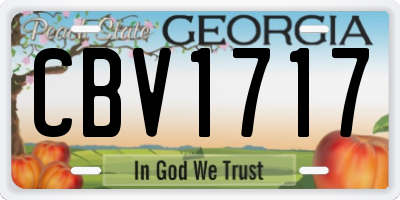 GA license plate CBV1717