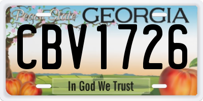 GA license plate CBV1726
