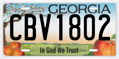 GA license plate CBV1802