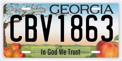 GA license plate CBV1863