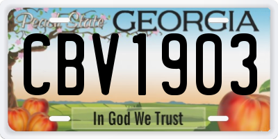 GA license plate CBV1903