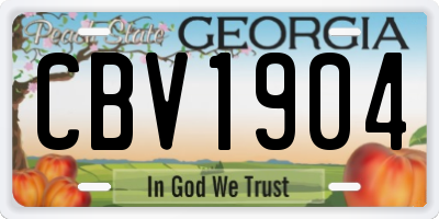 GA license plate CBV1904