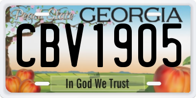 GA license plate CBV1905