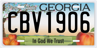 GA license plate CBV1906