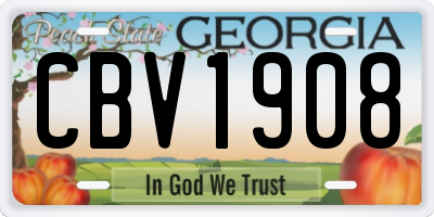GA license plate CBV1908