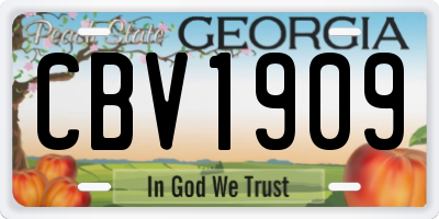 GA license plate CBV1909