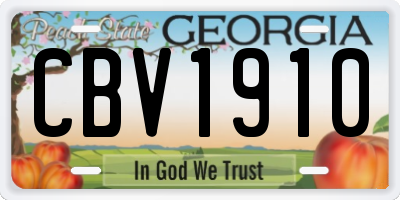 GA license plate CBV1910