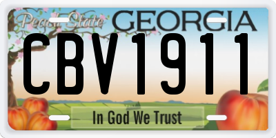 GA license plate CBV1911