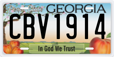 GA license plate CBV1914