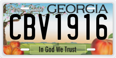 GA license plate CBV1916