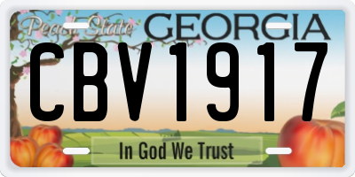 GA license plate CBV1917