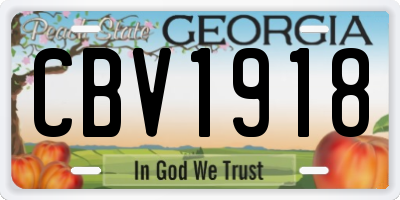 GA license plate CBV1918
