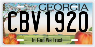 GA license plate CBV1920