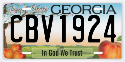 GA license plate CBV1924